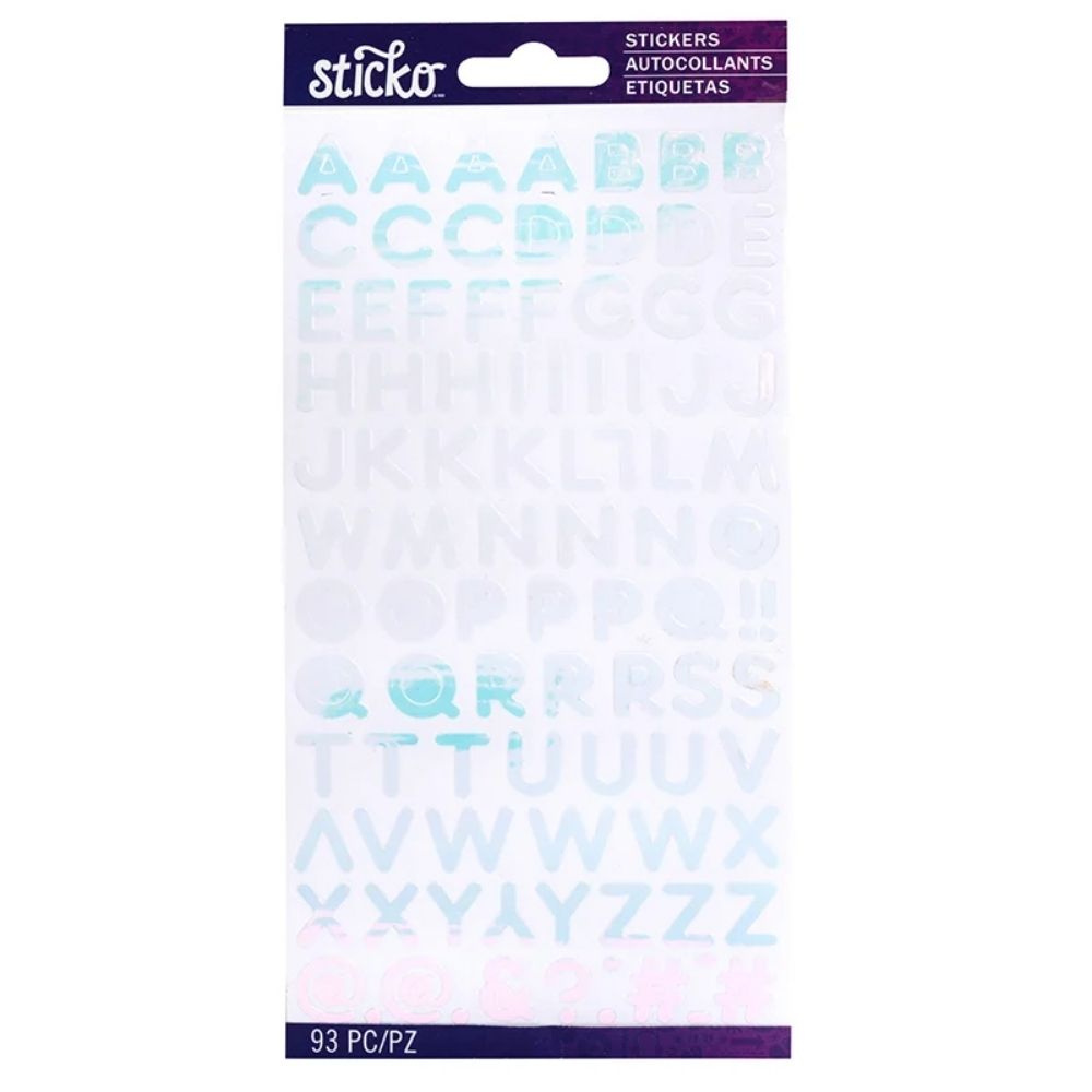 Iridescent Alphabet Stickers Silver / Estampas de Alfabeto Plata