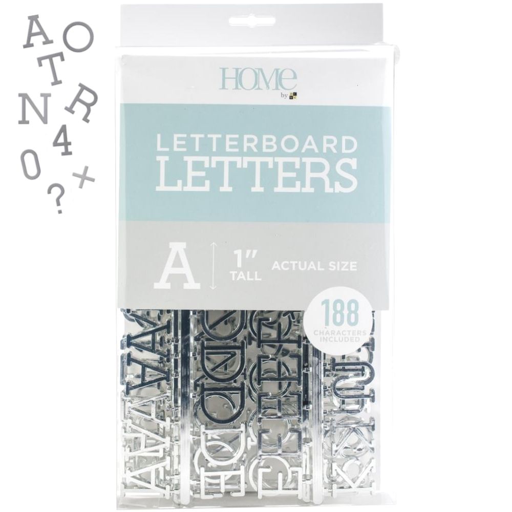 Silver Letterboard Letters &amp; Characters / Letras Mayúsculas Para Tablero  DCWV