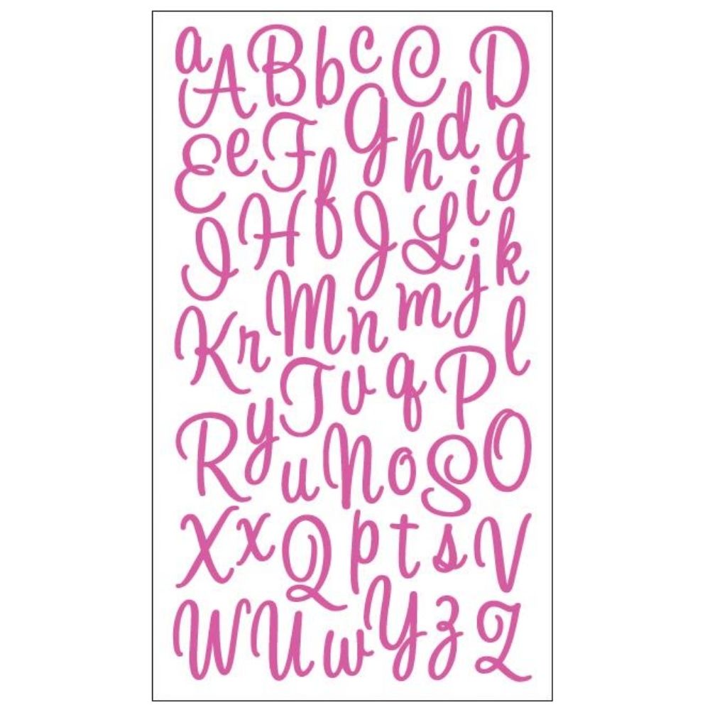 Sweetheart Script Pink Stickers / Estampas de Alfabeto Rosa con Glitter