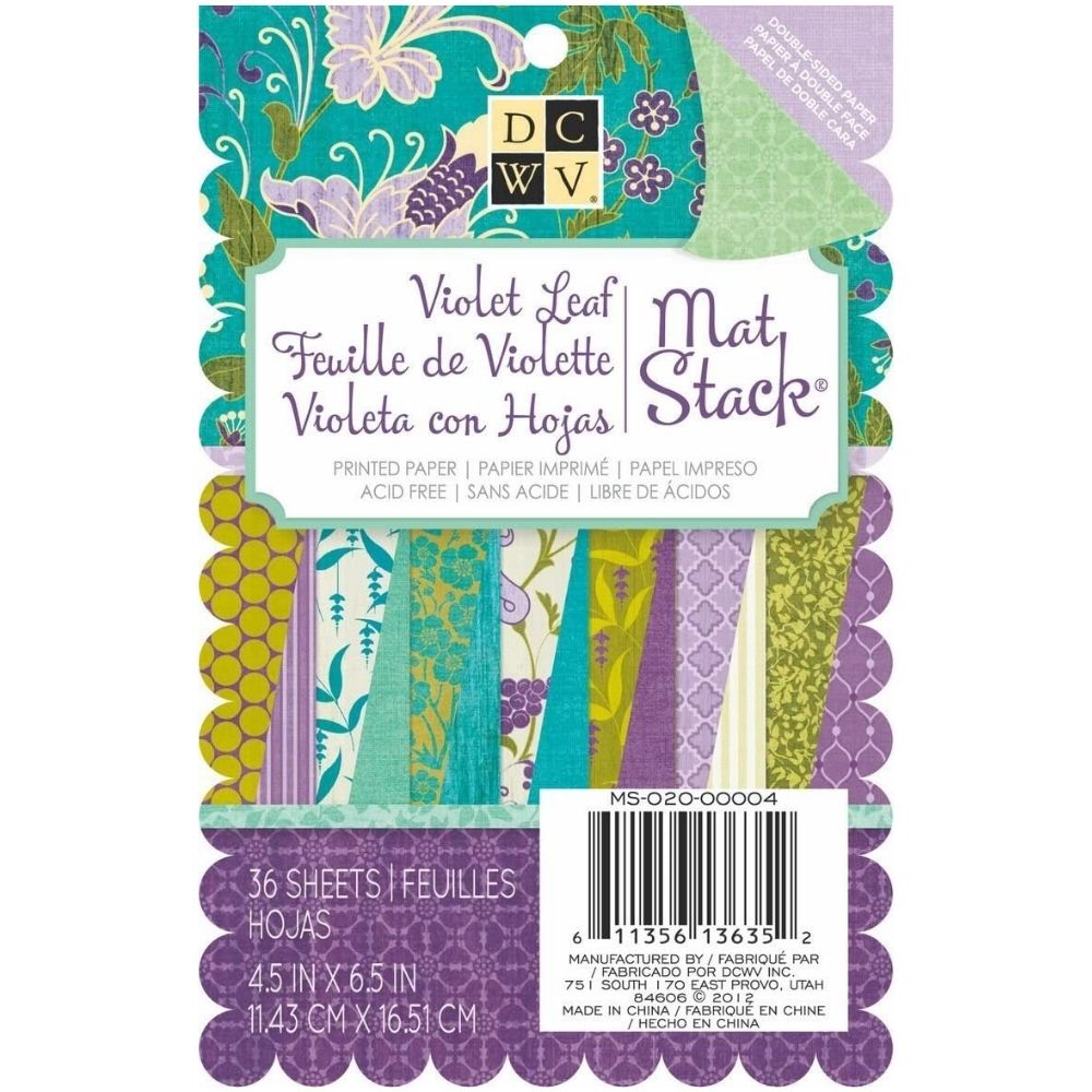 Violet Leaf Mat Stack Paper 4.5 x 6.5" / Block de Papel en Morados