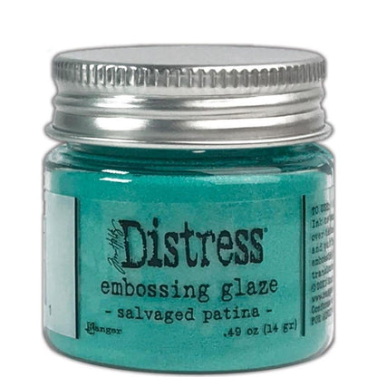 Distress Embossing Glaze Salvaged Patina / Polvo de Embossing Azul Patina Polvos de Embossing Ranger