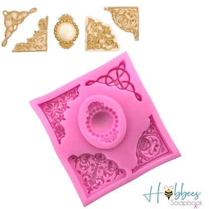 Molde de Silicón de Esquineros y Medallón Moldes Hobbees