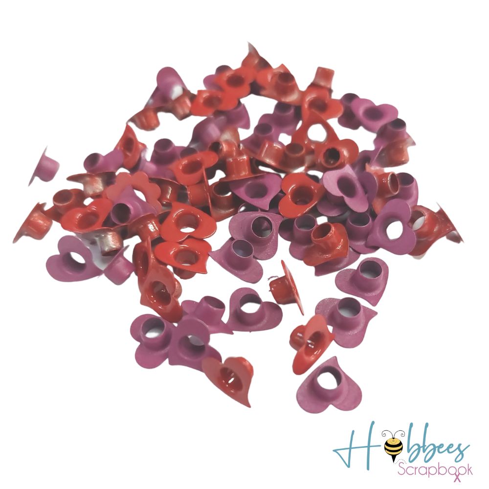 Ojillos de Corazón Colores Rojo y Rosa Descontinuado Hobbees