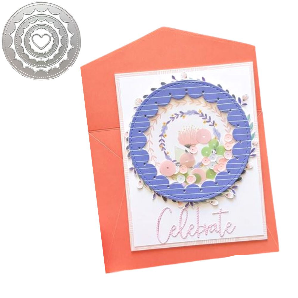 Suaje de Círculo Escalopado Inverso Dados de Corte / Suajes / Troqueles Hobbees