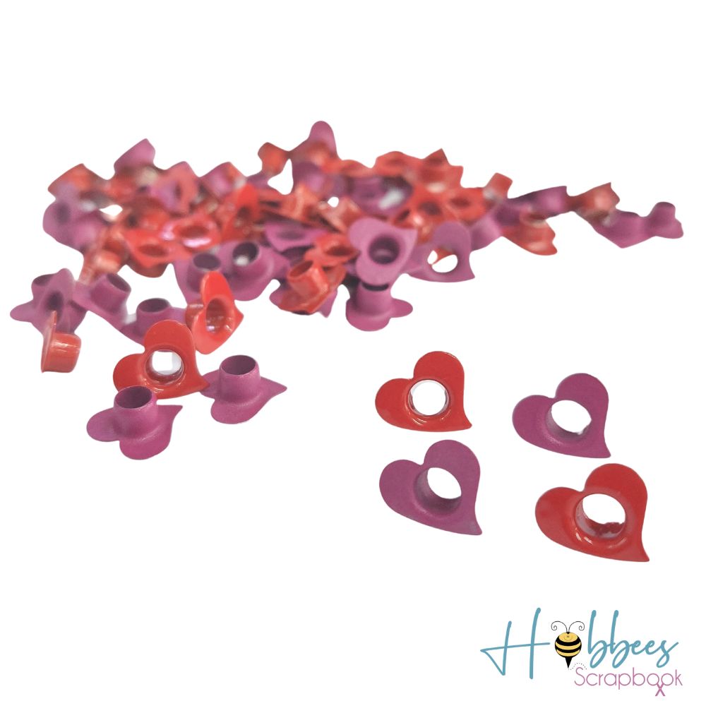 Ojillos de Corazón Colores Rojo y Rosa Descontinuado Hobbees