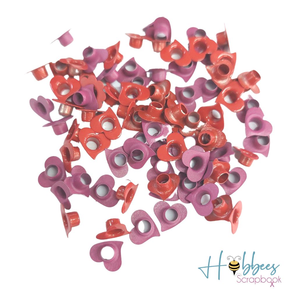 Ojillos de Corazón Colores Rojo y Rosa Descontinuado Hobbees