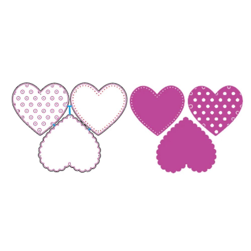 Suaje de 3 Corazones Dados de Corte / Suajes / Troqueles Hobbees