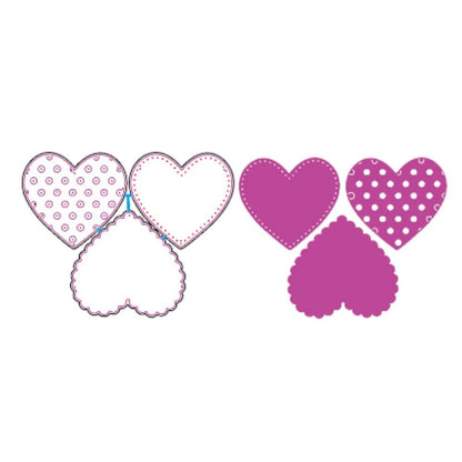 Suaje de 3 Corazones Dados de Corte / Suajes / Troqueles Hobbees