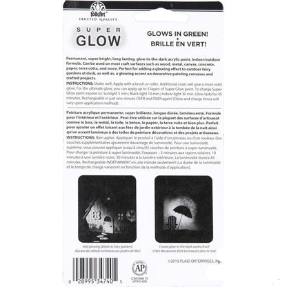 Super Glow Acrylic Glow-In-The-Dark Paint Green / Pintura Brillo en la Oscuridad Verde Acrìlicos DecoArt