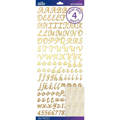 Gold Foil Script Stickers / Estampas Alfabeto de Foil Dorado Stickers Ek Success