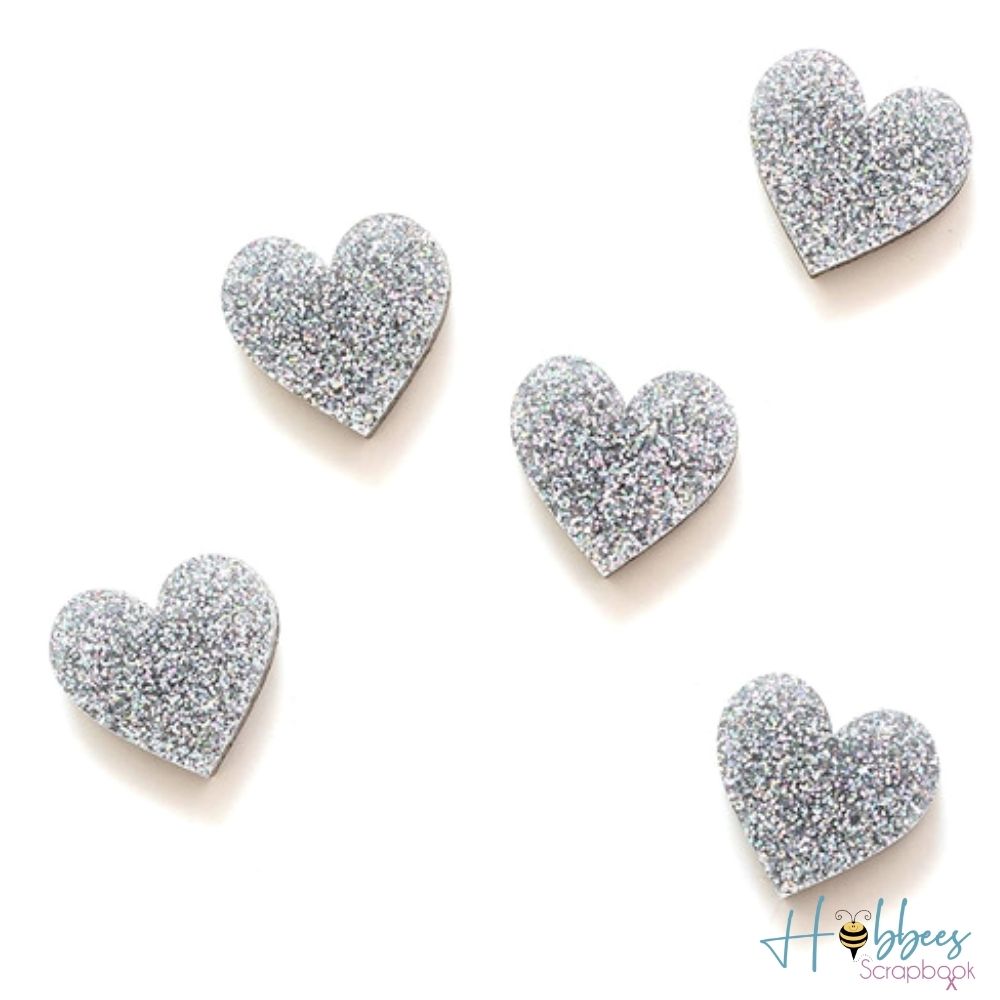 Glitter Hearts / 6 Corazones de Resina Brillantes