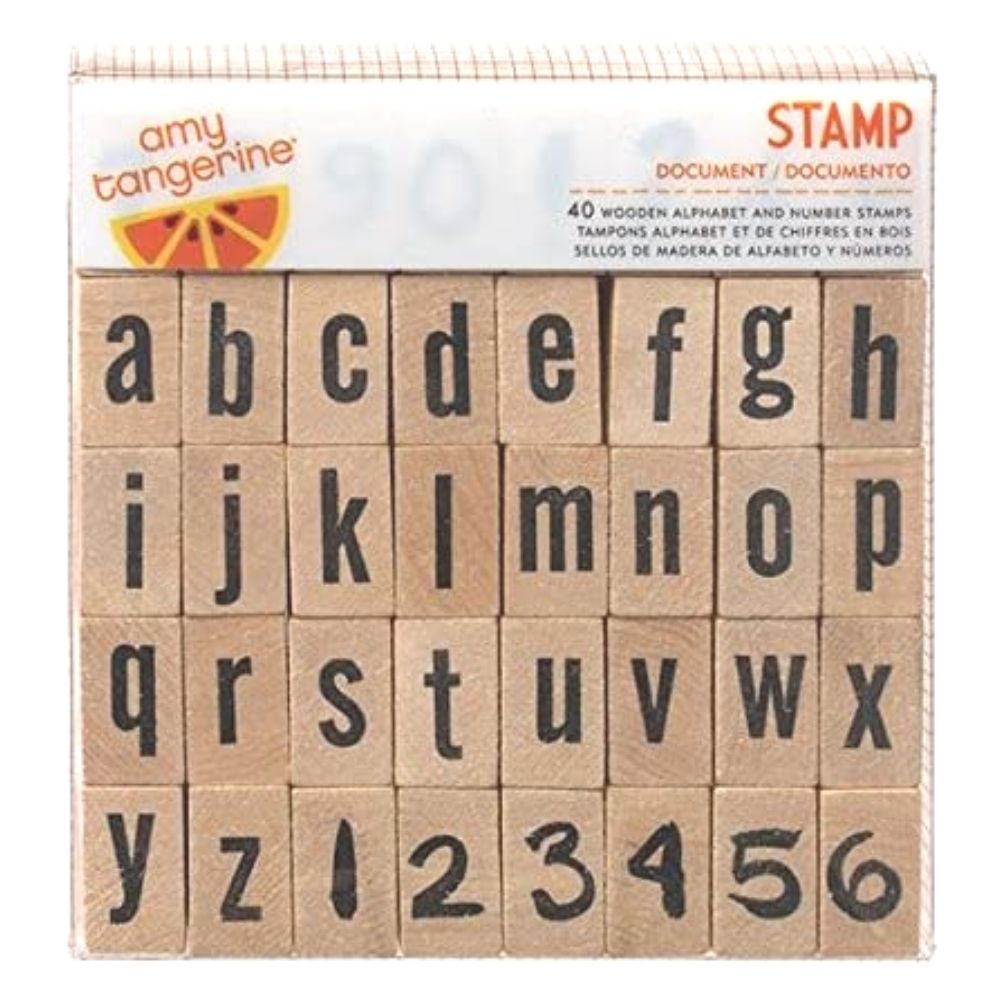 Wooden Alphabet & Numbers Stamps / Set de Sellos de Letras y Números