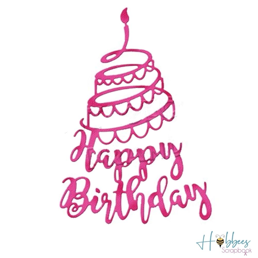 Happy Birthday Swirly Cake Die / Suaje de Feliz Cumpleaños