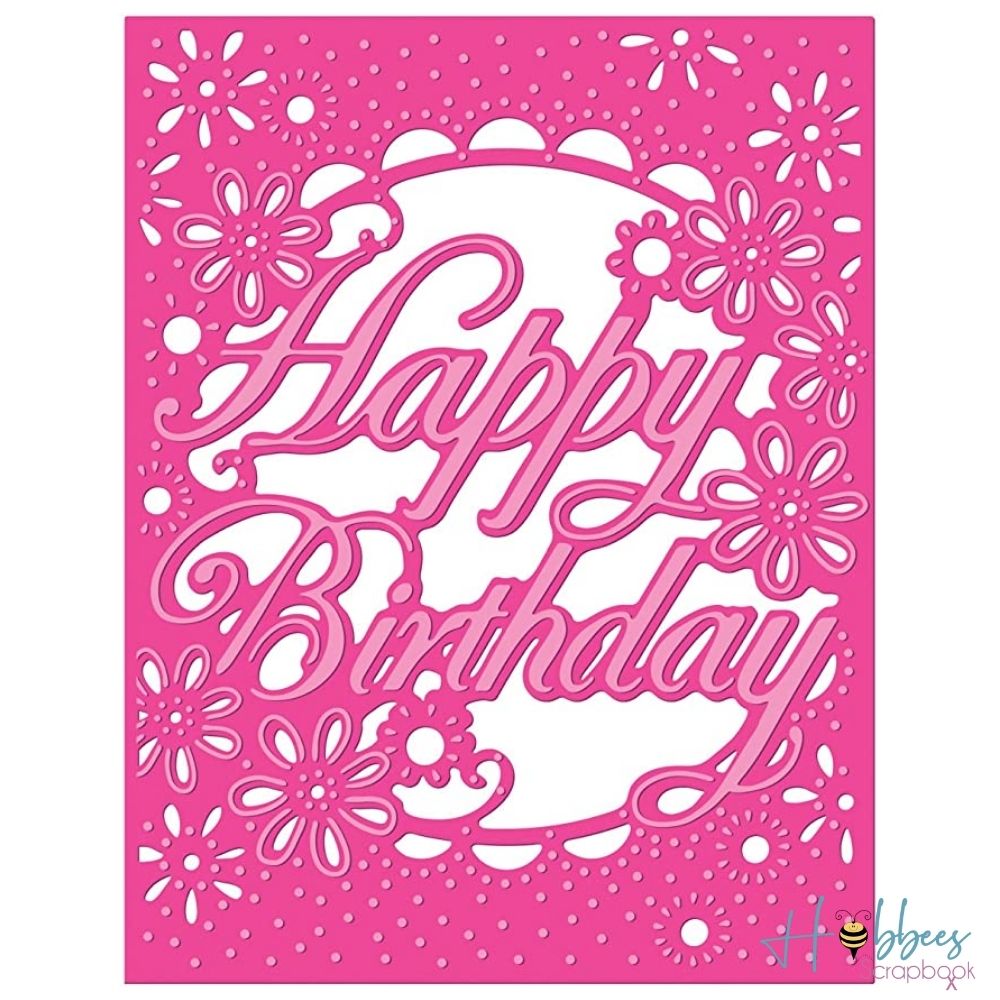 Birthday Flowers Die / Troquel Frase Happy Birthday con Diseño Floral Descontinuado Crafter&