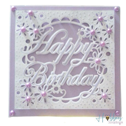 Birthday Flowers Die / Troquel Frase Happy Birthday con Diseño Floral Descontinuado Crafter&