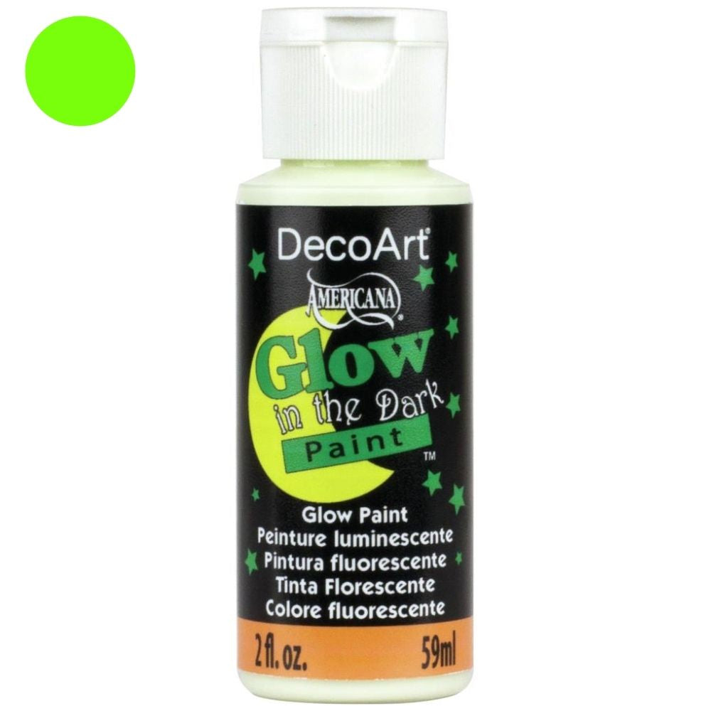 Glow In The Dark Paint Green / Pintura Verde Brilla en la Oscuridad 59ML Acrìlicos DecoArt