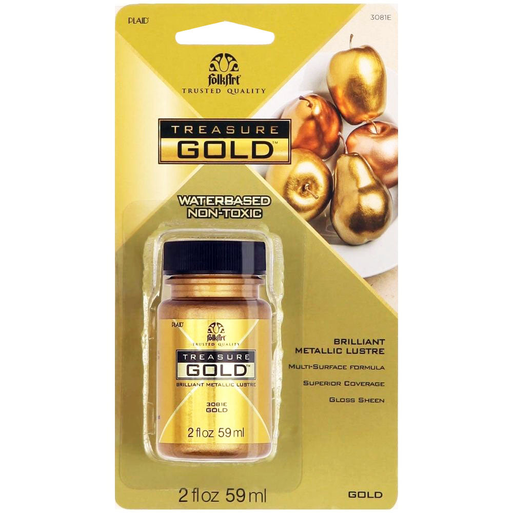 FolkArt Treasure Gold Acrylic Paint Gold / Pintura Acrílica Multisuperficies Oro Metálica Acrìlicos Plaid