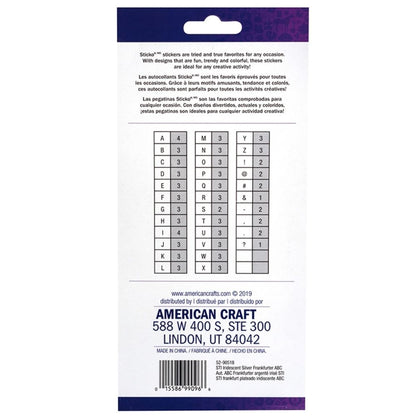 Iridescent Alphabet Stickers Silver / Estampas de Alfabeto Plata DESCONTINUADO Sticko