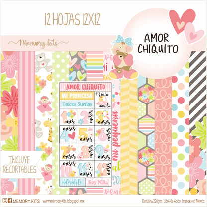 Kit de Papel Cartulina Amor Chiquito Niña Descontinuado Memory Kits