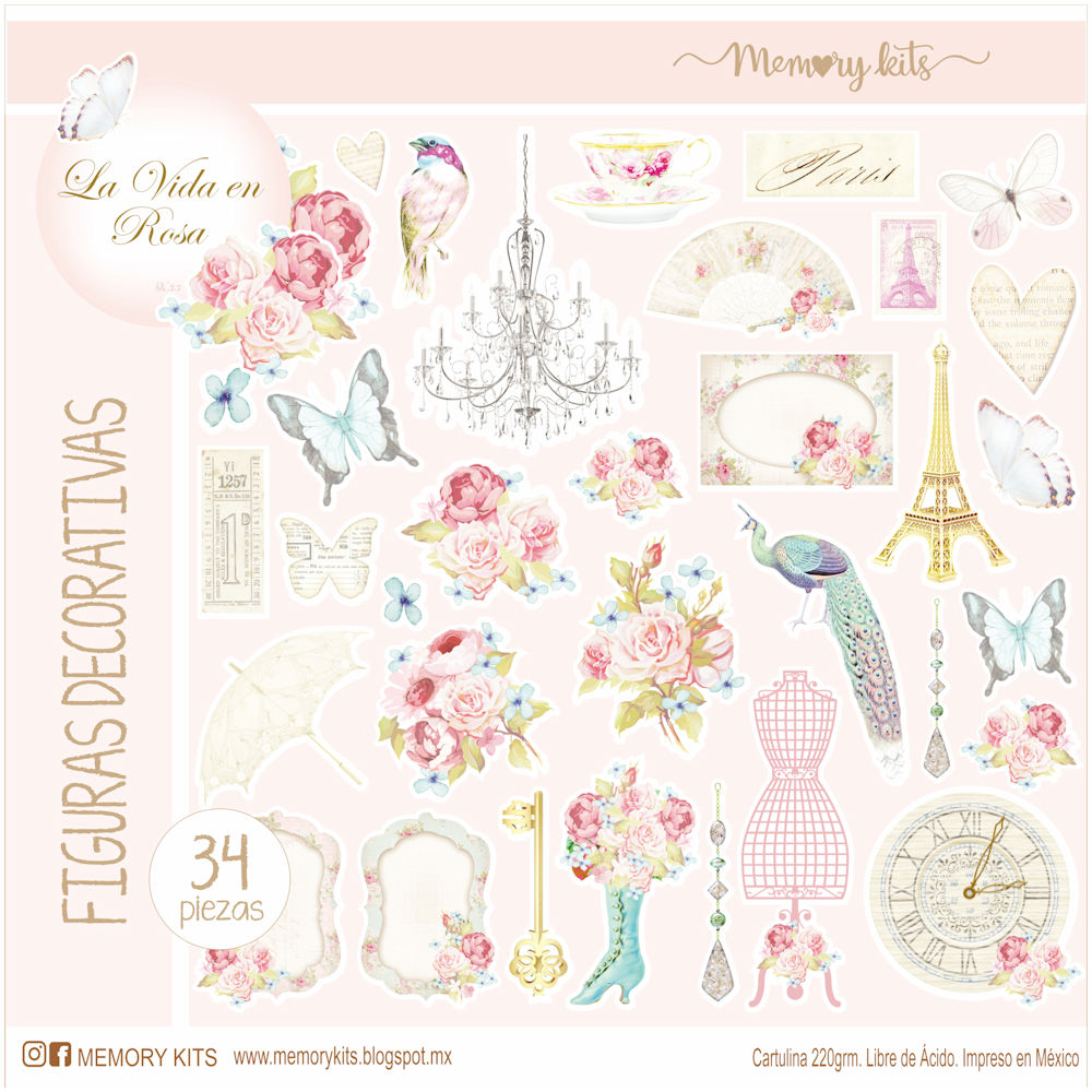 Kit de Papel Cartulina La Vida en Rosa Descontinuado Memory Kits