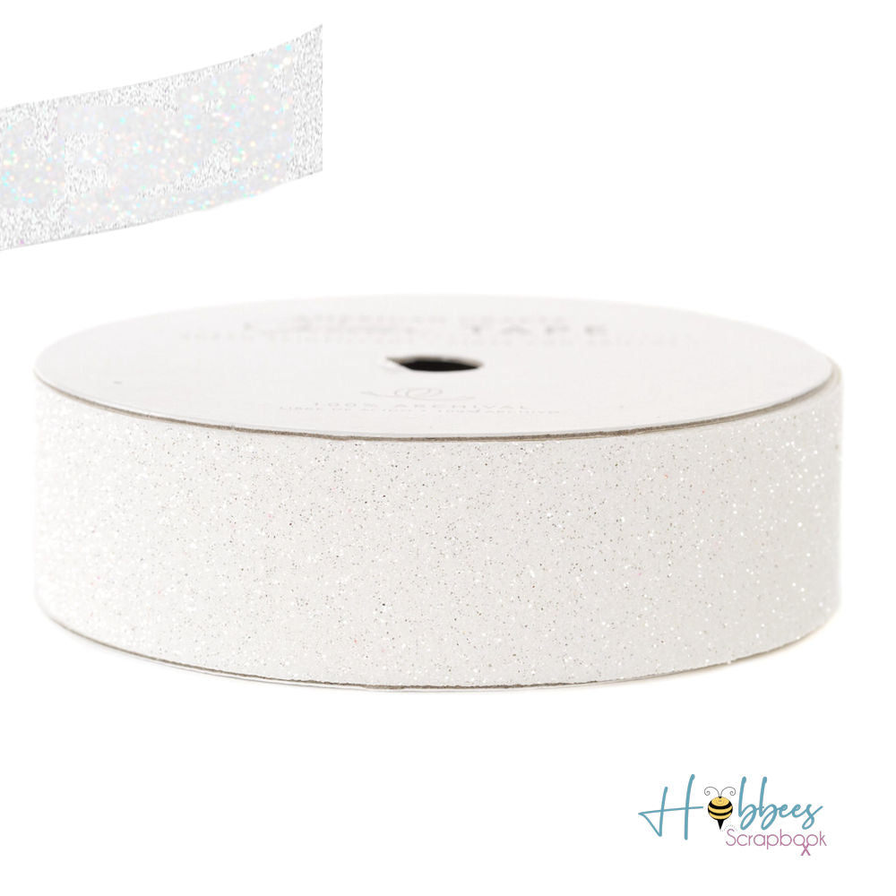 White Glitter Tape / Cinta Decorativa Blanca Con Brillitos