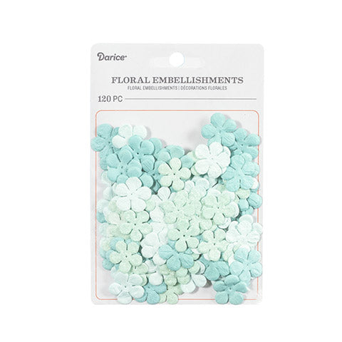 Mini Glitter Floral Mint / Florecitas con Brillitos 120 pz