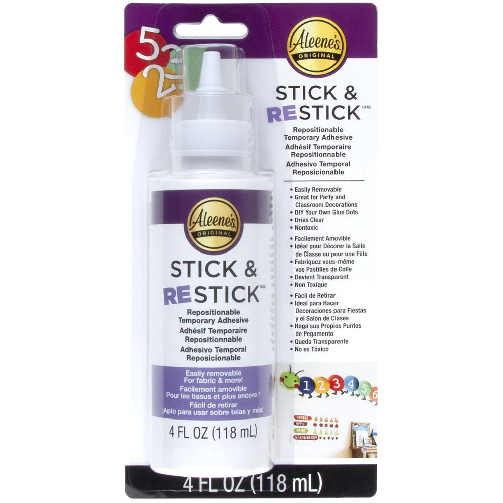 Stick & Restick Adhesive / Adhesivo Reposicionable para Telas