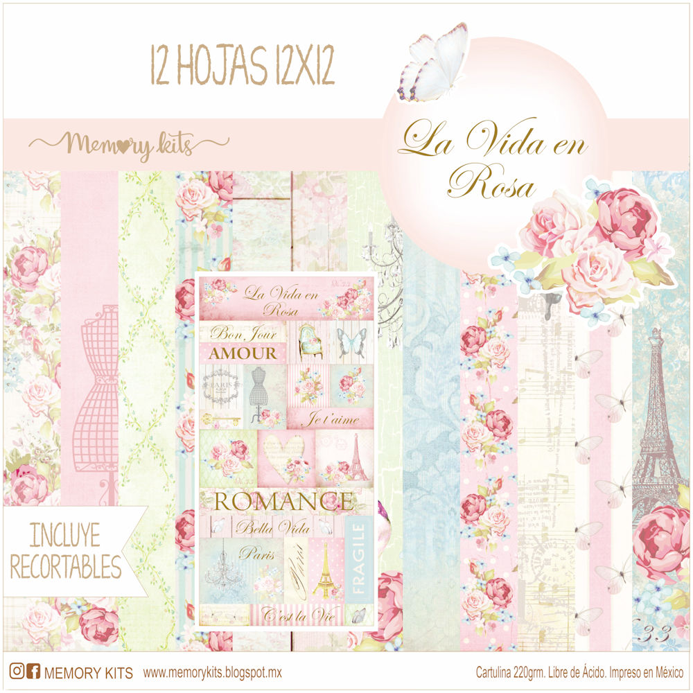 Kit de Papel Cartulina La Vida en Rosa Descontinuado Memory Kits