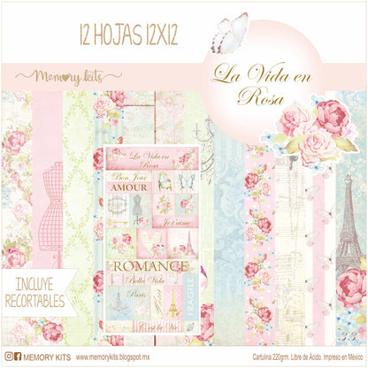Kit de Papel Cartulina La Vida en Rosa Descontinuado Memory Kits