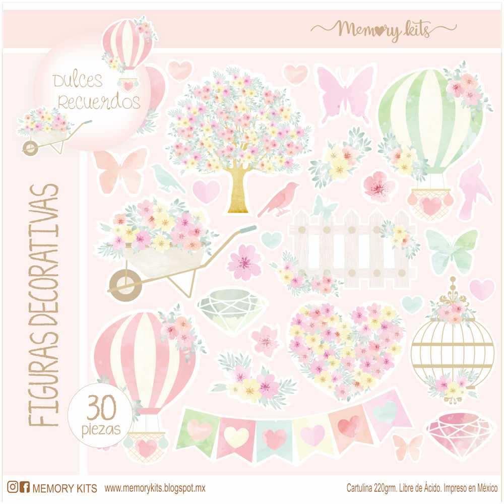 Kit de Papel Cartulina Dulces Recuerdos Descontinuado Memory Kits