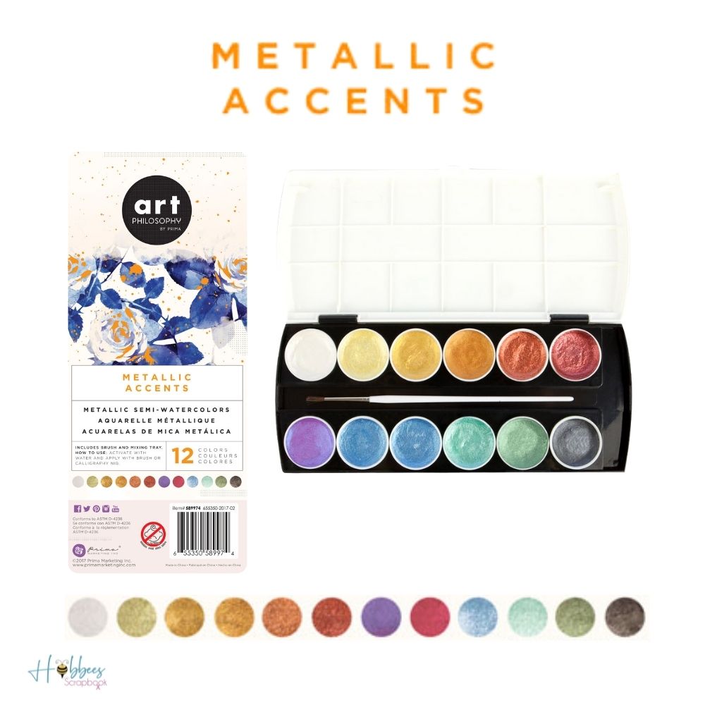 Metallic Accents Semi-Watercolors / Acuarelas Metálicas