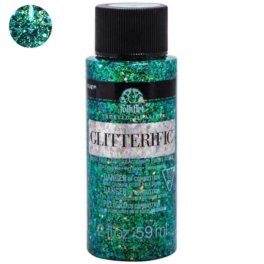 FolkArt Glitterific Paint Evergreen / Pintura Acrílica con Glitter Acrìlicos Plaid