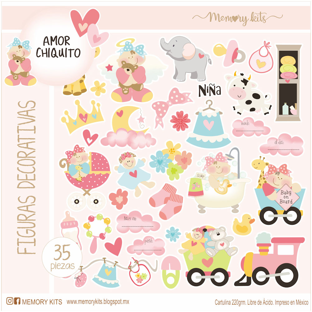 Kit de Papel Cartulina Amor Chiquito Niña Descontinuado Memory Kits