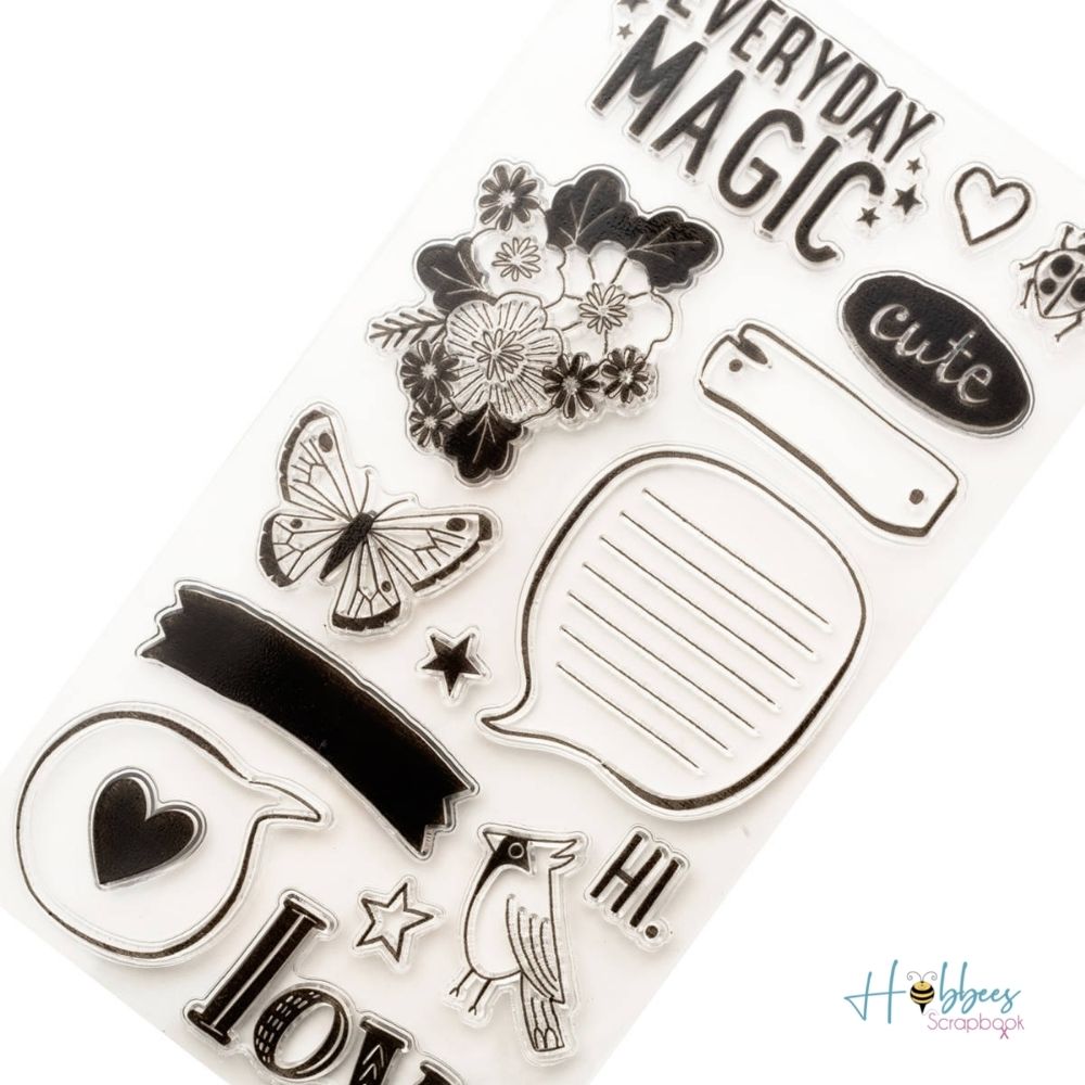 Never Grow Up Clear Acrylic Stamps / Sellos Mariposa y Frases Descontinuado American Crafts