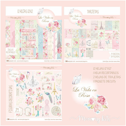 Kit de Papel Cartulina La Vida en Rosa Descontinuado Memory Kits