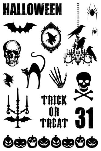 Haunted Hallows Clear Stamps / Sellos de Polímero Halloween Descontinuado Teresa Collins