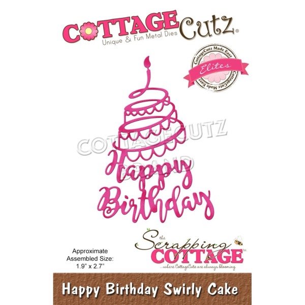 Happy Birthday Swirly Cake Die / Suaje de Feliz Cumpleaños