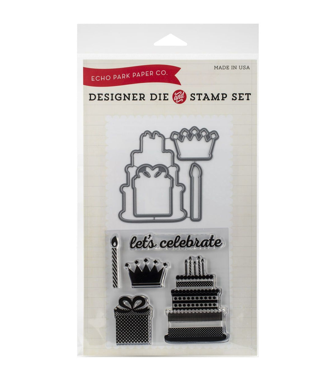 Die Stamp Combo Birthday Celebration / Kit de Suajes y Sellos Cumpleaños Descontinuado Echo Park