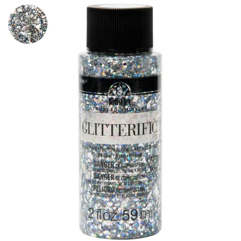 FolkArt Glitterific Paint Silver / Pintura Acrílica con Glitter Acrìlicos Plaid
