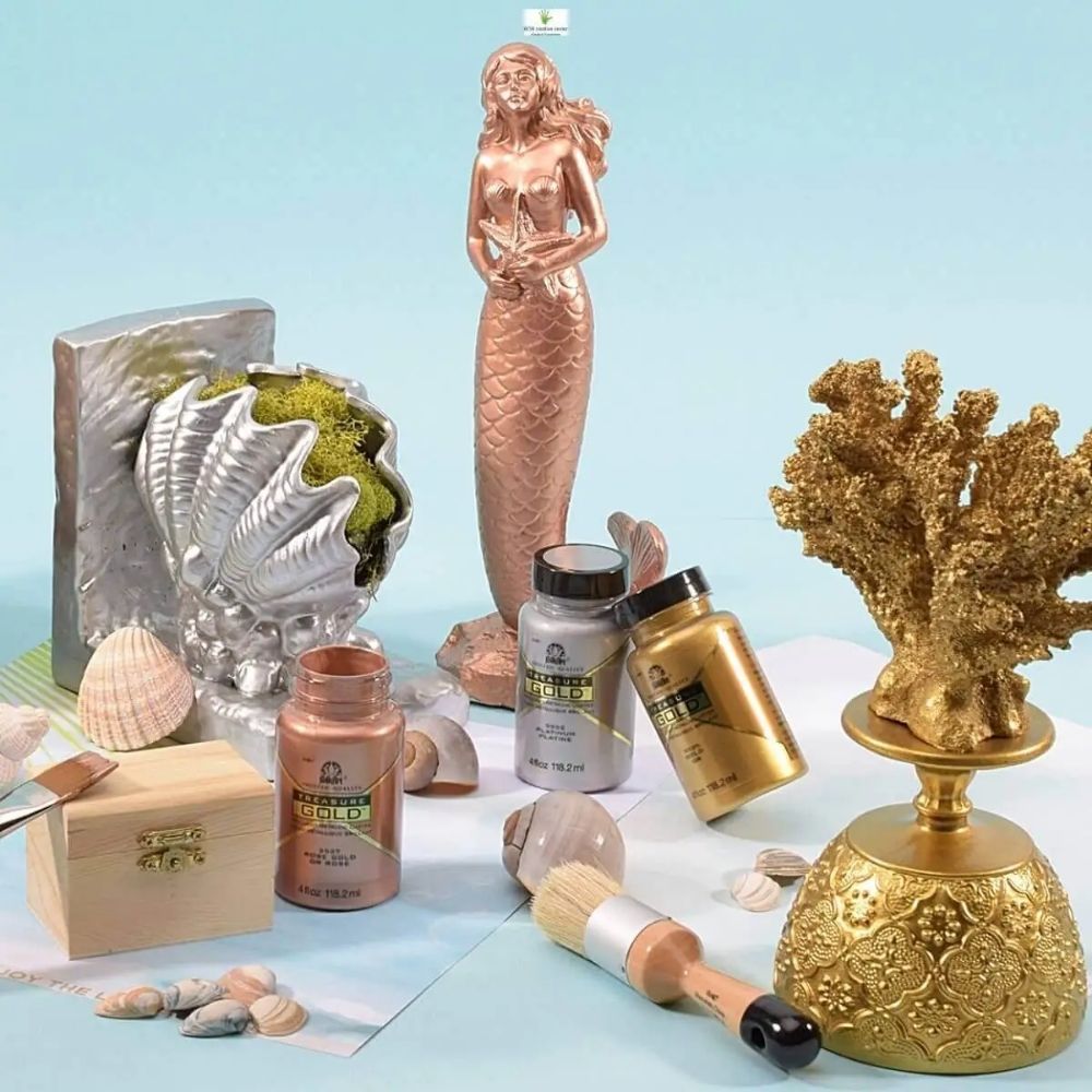 FolkArt Treasure Gold Acrylic Paint Platinum / Pintura Acrílica Multisuperficies Plateado Metálica Acrìlicos Plaid