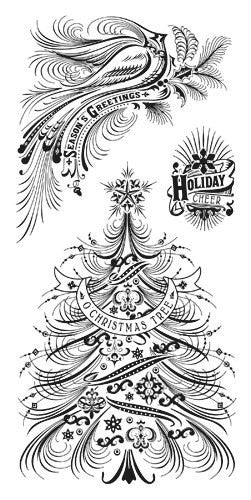 Sellos de Polímero Arbol de Navidad  / Caligraphy Holiday Favorites 60-30614 Descontinuado Inkadinkado