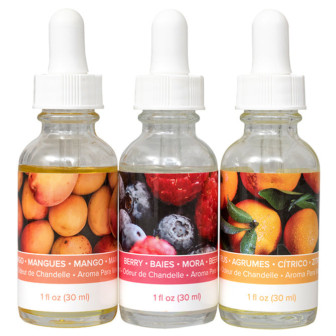 3 Aceites Esenciales Velas Aromaterapia Mango Moras Citricos - Hobbees