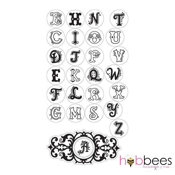 Sizzix Clear Stamps-Monogram Alphabet /  Sellos de Abecedario en Monograma Descontinuado Sizzix