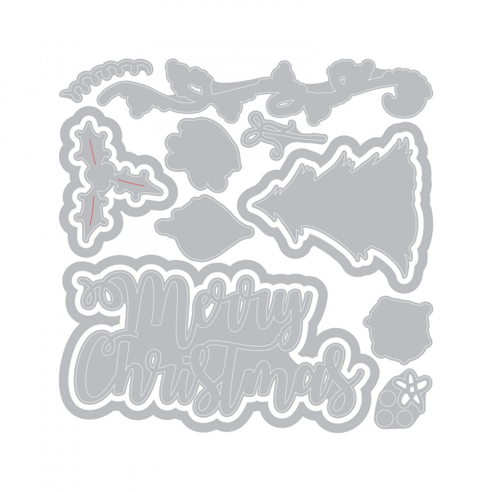 Framelits Die &amp; Stamp Set Christmas Doodles / Set de Suajes y Sellos Navideños Descontinuado Sizzix