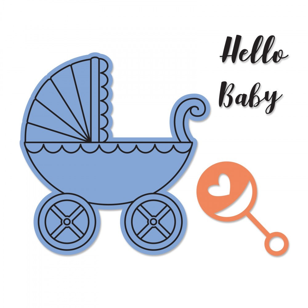 Framelits Die &amp; Stamp Set Baby Carriage / Suaje y Sello de Carriola Descontinuado Sizzix