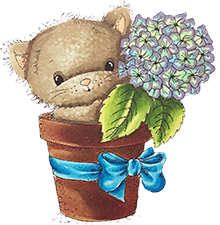 Cling Stamps Hydrangea Kitty / Sello Cling de Gatito Descontinuado LDRS Creative