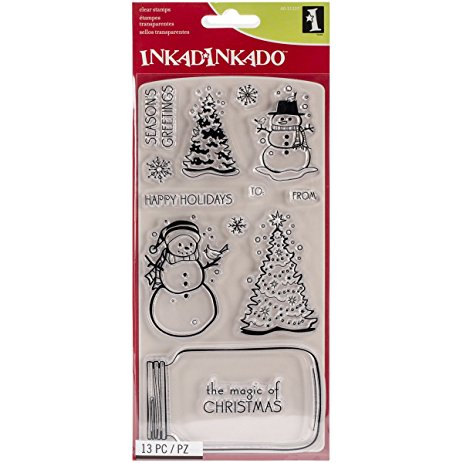 Mason Jar Snowglobe Clear Stamps / Sellos de Polímero Mason Jars Navidad Descontinuado Inkadinkado