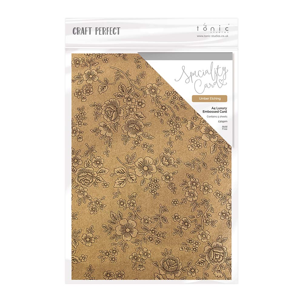 Luxury Embossed Umber Etching / Papel Repujado Flores Lujo Descontinuado Craft Perfect