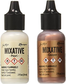Tim Holtz Alcohol Ink Metallic Mixatives Pearl & Copper / Tintas de Alcóhol para Acabados Metálicos