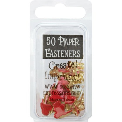 Metalic Red Country Heart Fasteners / Brads Metálicos Corazones Rojos Descontinuado Creative Impressions